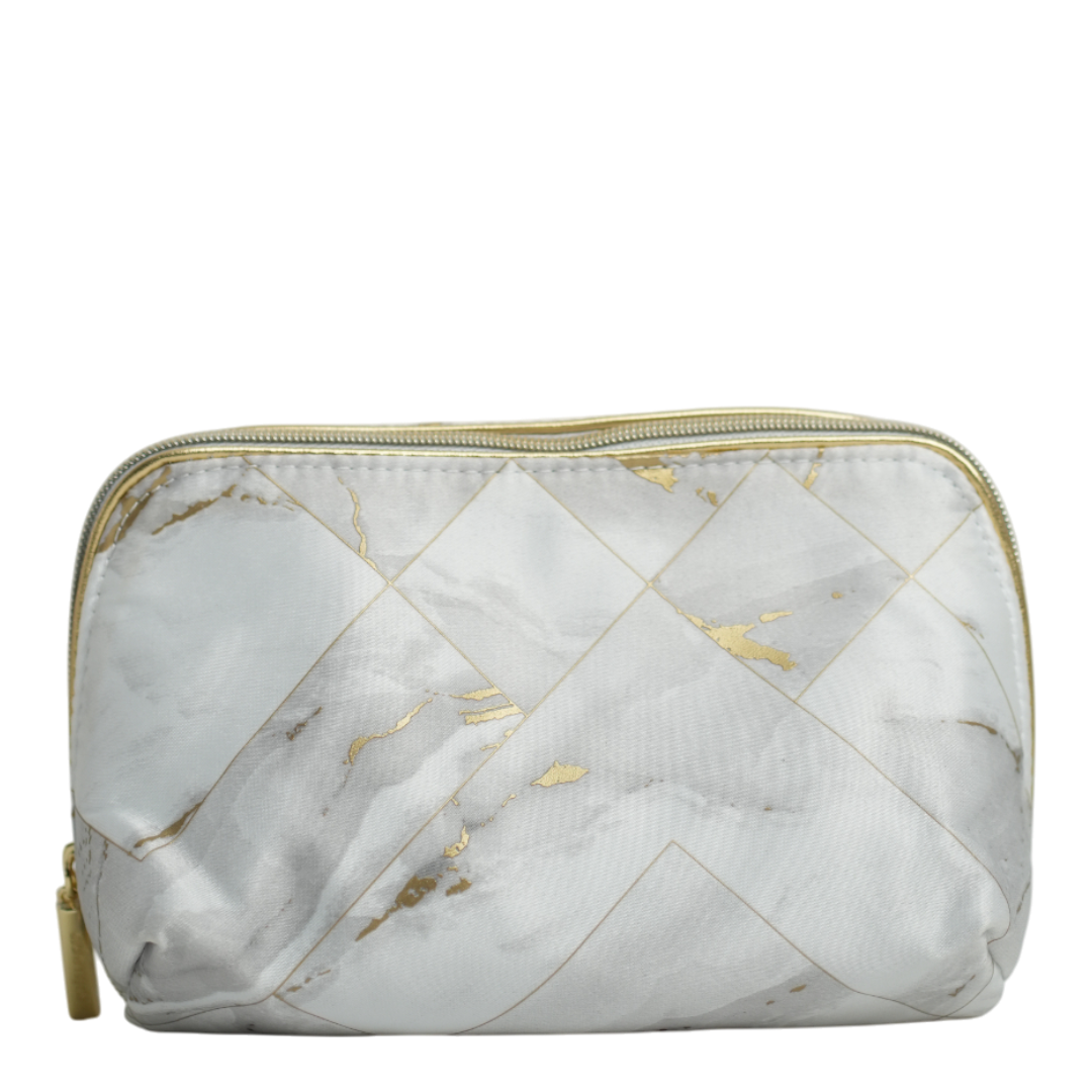 کیف لوازم آرایشی سفید طلایی
